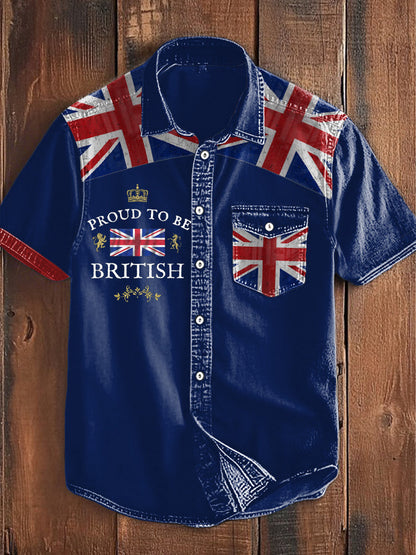 Men’s Proud To Be British Printed Shirt Navy Blue / S