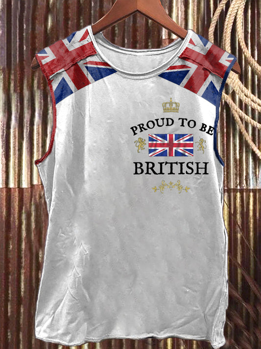 Men’s Proud To Be British Printed Vest White / S