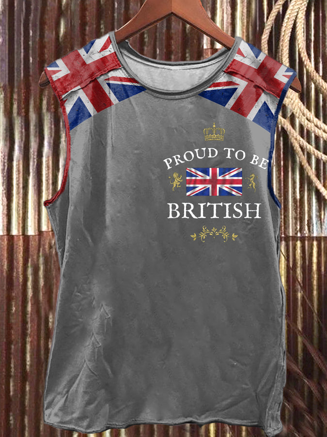 Men’s Proud To Be British Printed Vest Light Gray / S