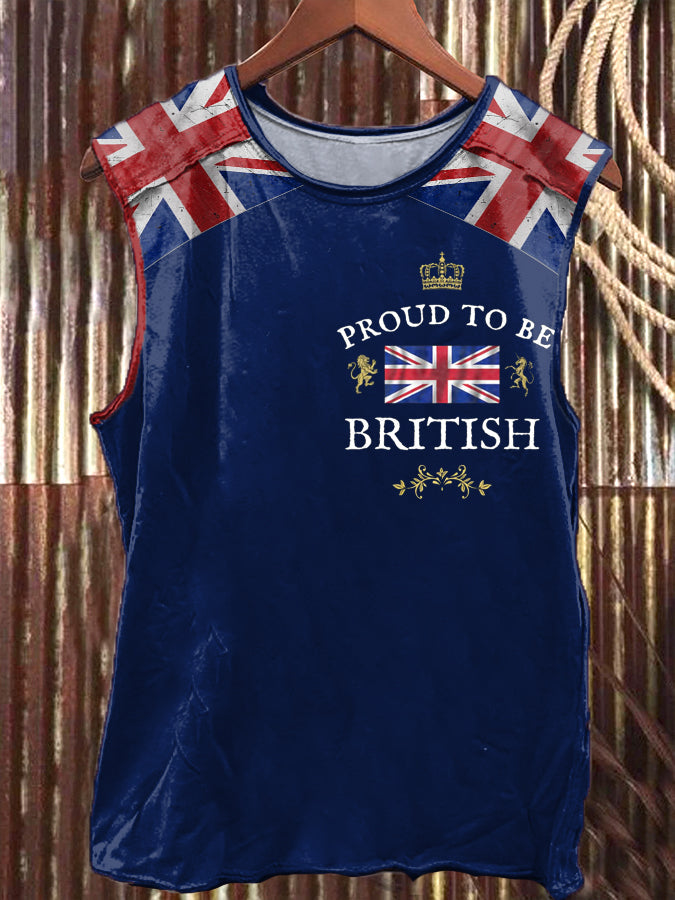 Men’s Proud To Be British Printed Vest Navy Blue / S