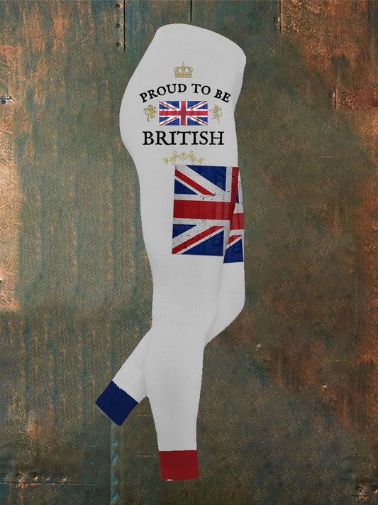 Women’s Proud To Be British Printed Yoga Bottoms White / S