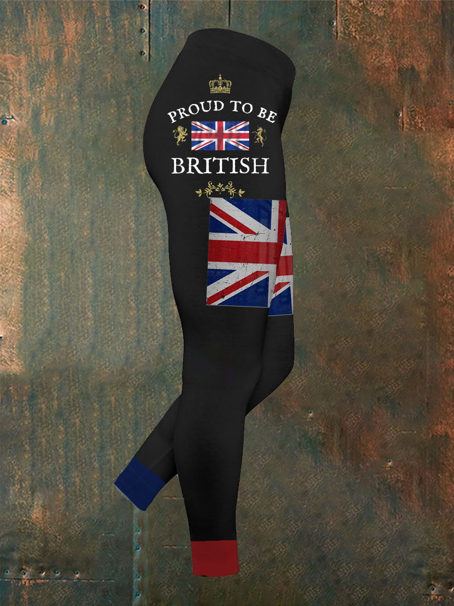 Women’s Proud To Be British Printed Yoga Bottoms Black / S