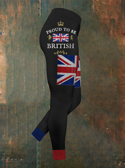 Women’s Proud To Be British Printed Yoga Bottoms Black / S