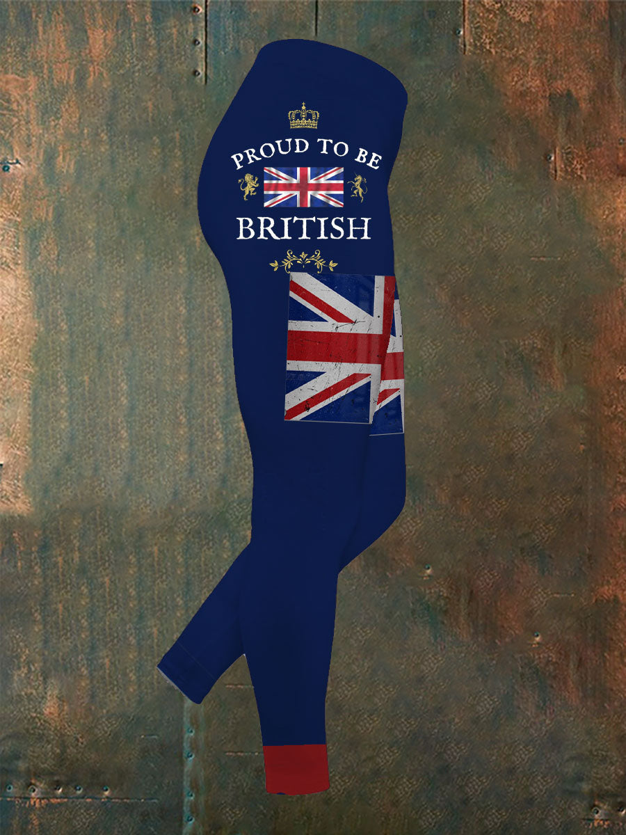 Women’s Proud To Be British Printed Yoga Bottoms Navy Blue / S