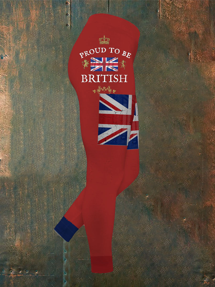 Women’s Proud To Be British Printed Yoga Bottoms Red / S