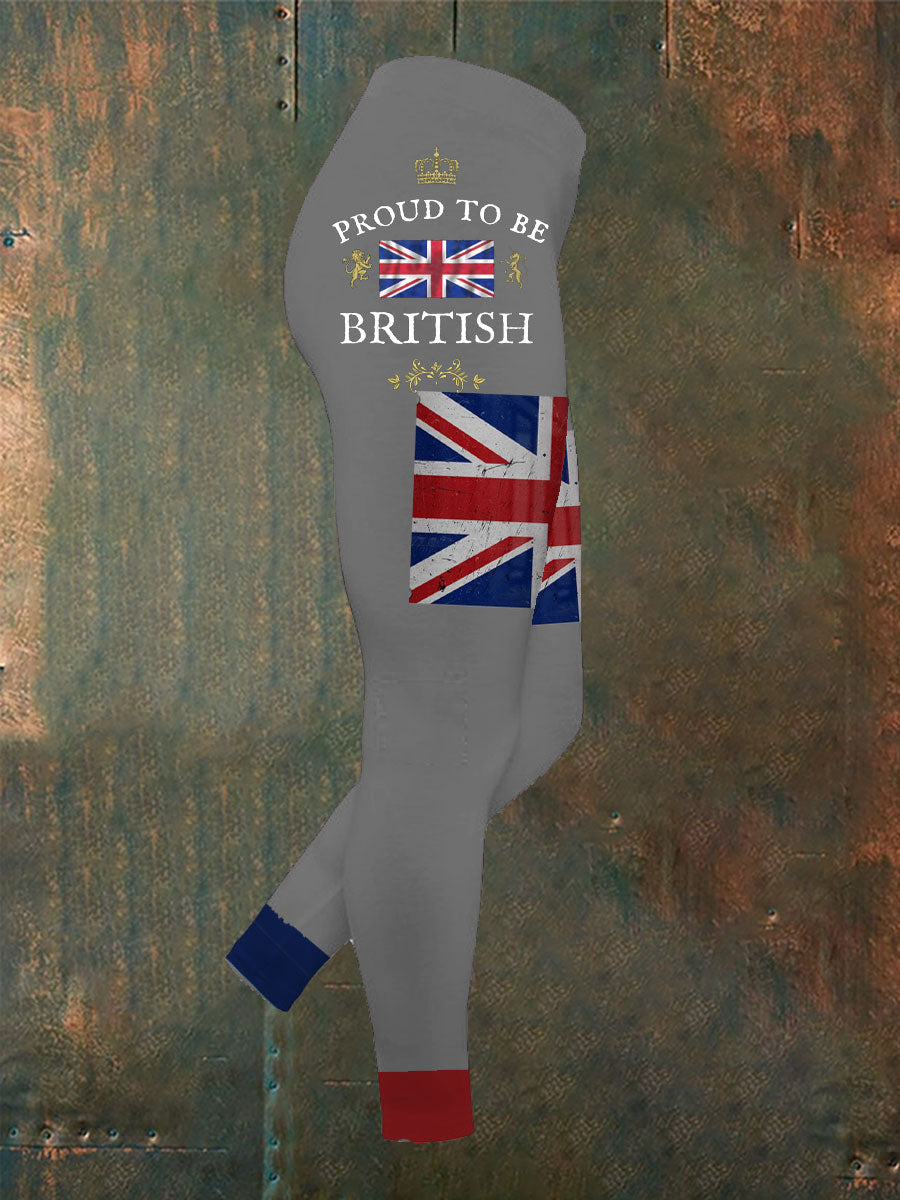 Women’s Proud To Be British Printed Yoga Bottoms Light Gray / S