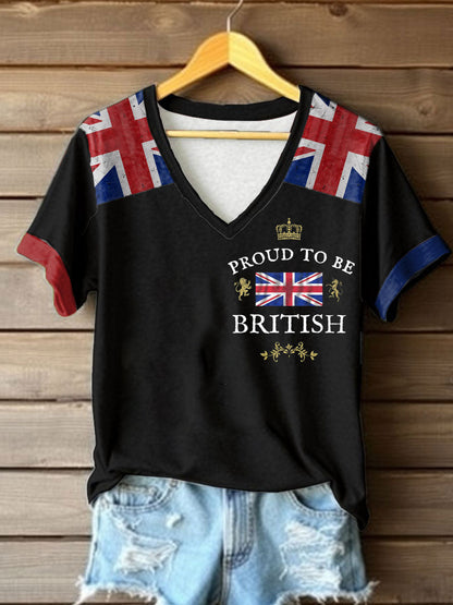 Women’s Proud To Be British Printed T-shirt Black / S