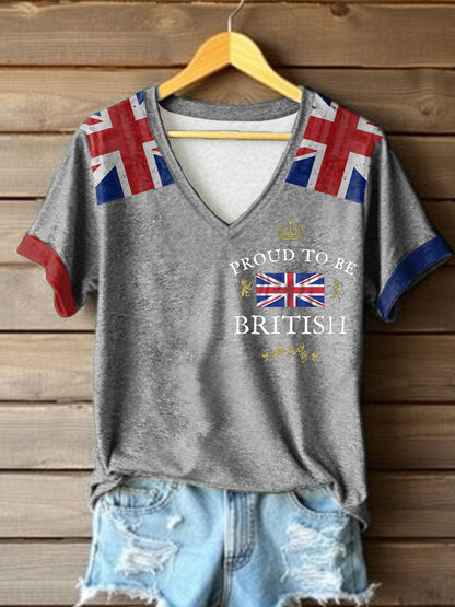 Women’s Proud To Be British Printed T-shirt Light Gray / S