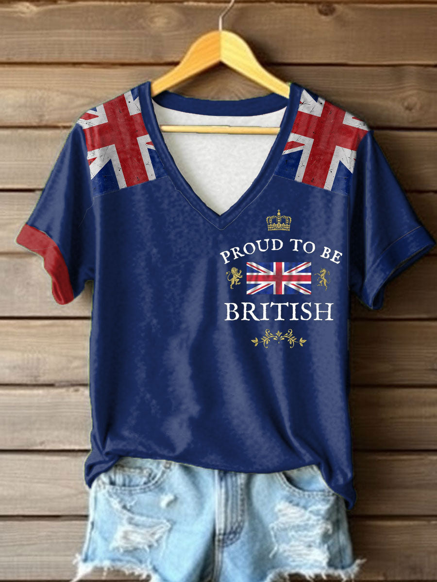Women’s Proud To Be British Printed T-shirt Navy Blue / S