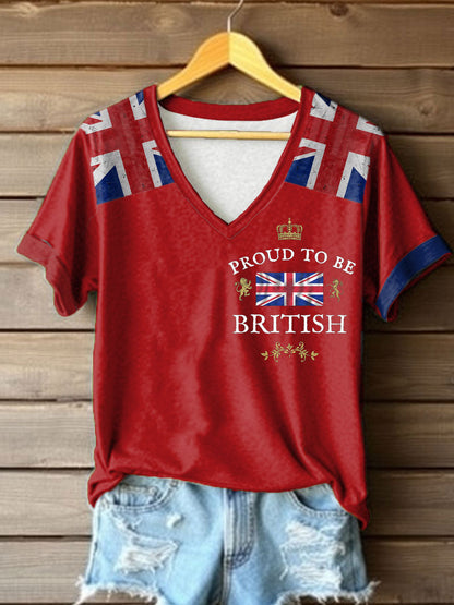 Women’s Proud To Be British Printed T-shirt Red / S