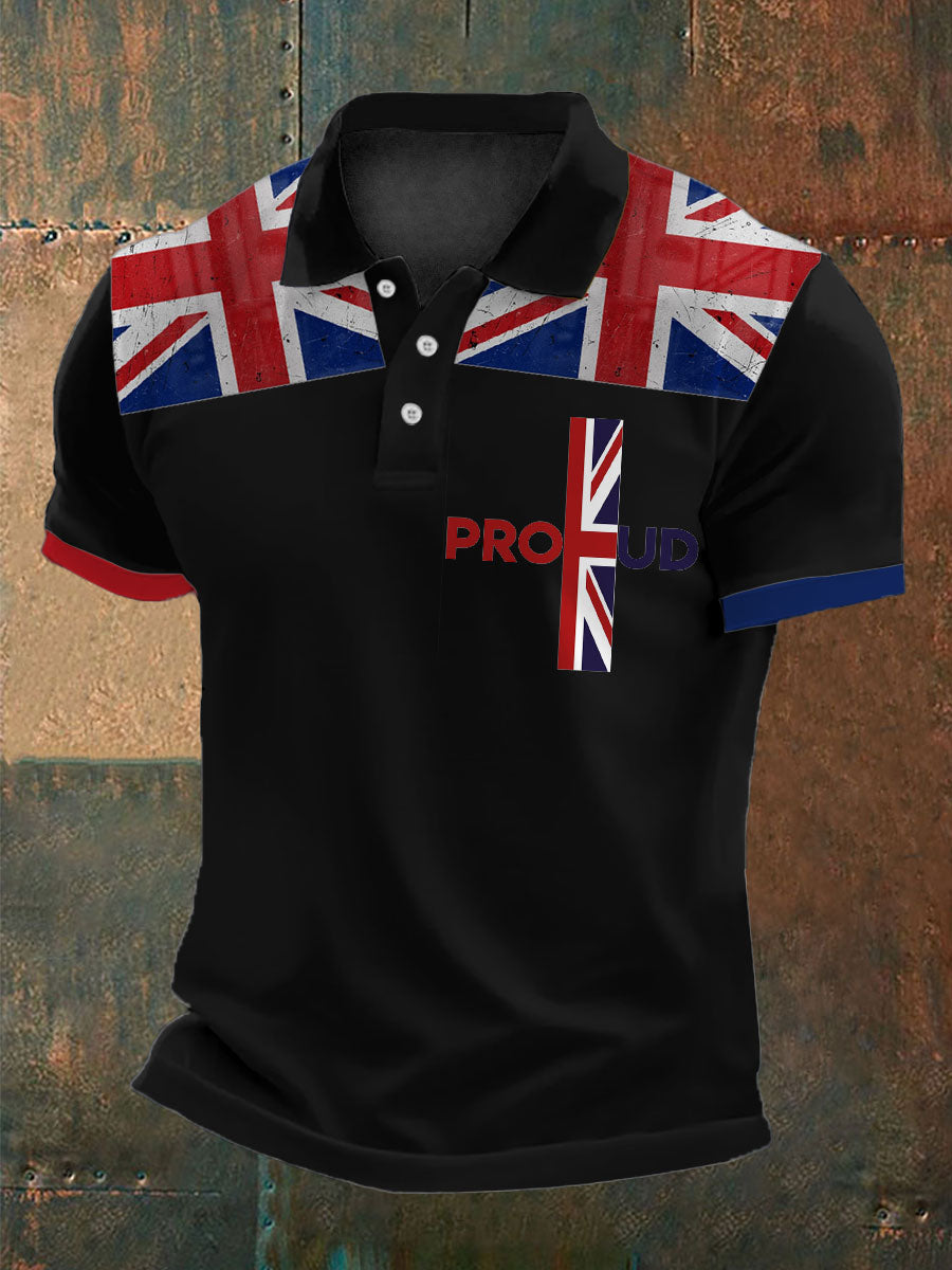 Men’s Proud To Be British Printed Polo Shirt Black / S