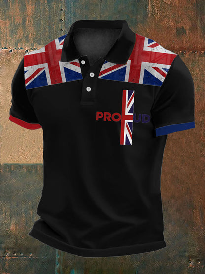 Men’s Proud To Be British Printed Polo Shirt Black / S