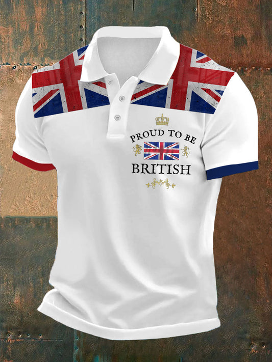 Men’s British Proud Printed Polo Shirt White / S
