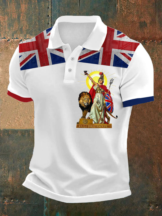 Men’s British Britannia Printed Polo Shirt White / S