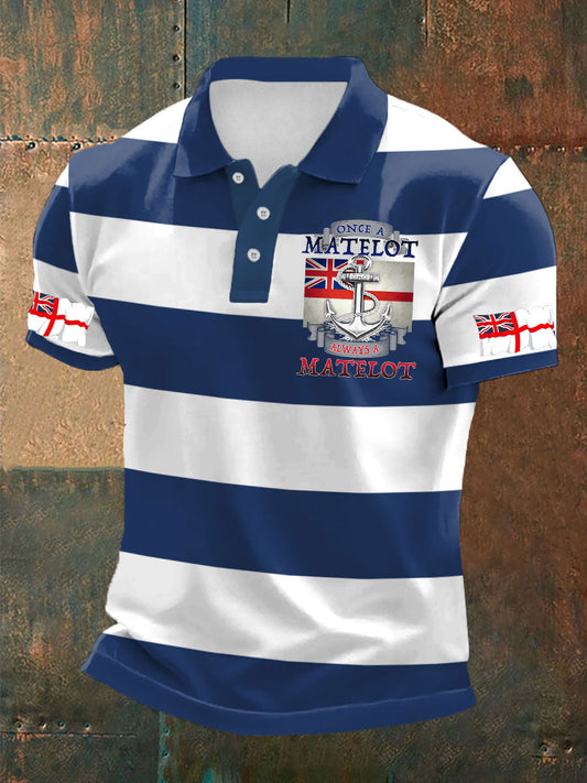 Men’s Royal Navy Veteran Once A Matelot Always A Matelot Printed Casual Tops Navy Blue / S