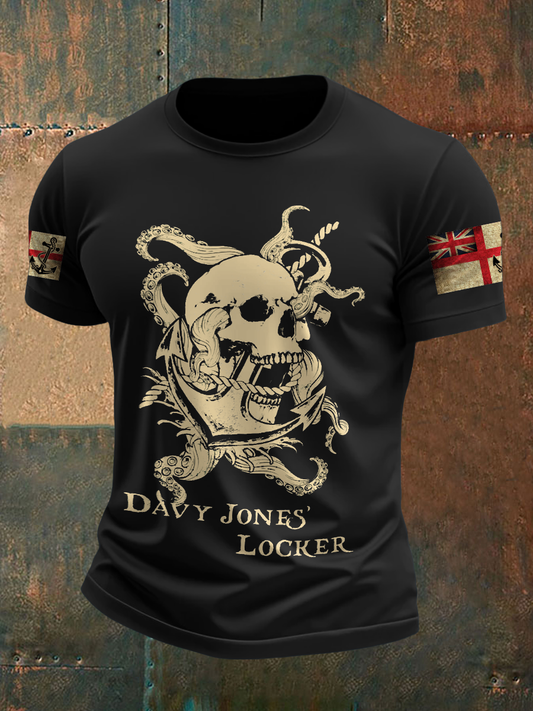 Men’s Royal Navy Veteran Davy Jones’ Locker Printed T-shirt Black / S