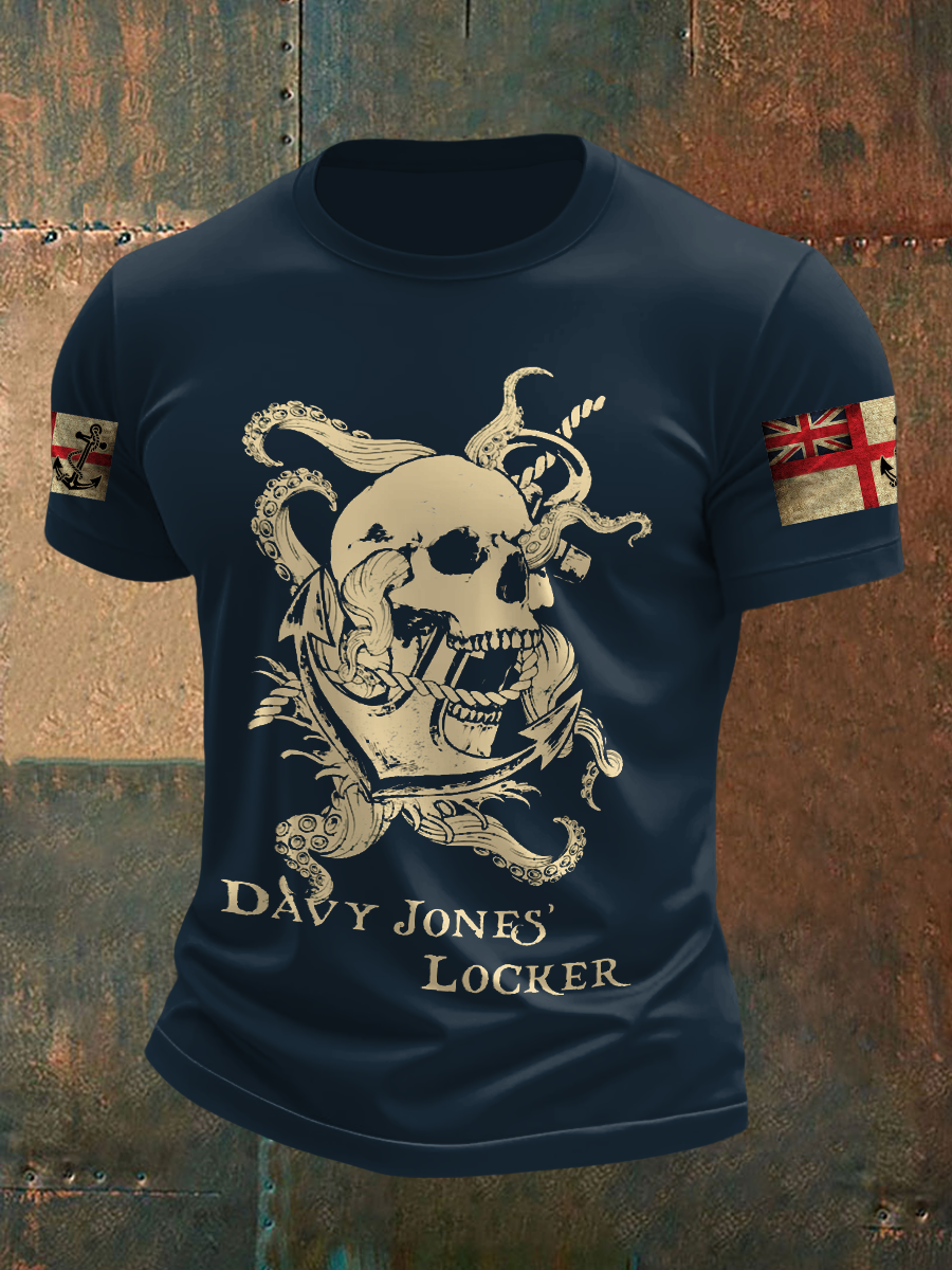 Men’s Royal Navy Veteran Davy Jones’ Locker Printed T-shirt Navy Blue / S