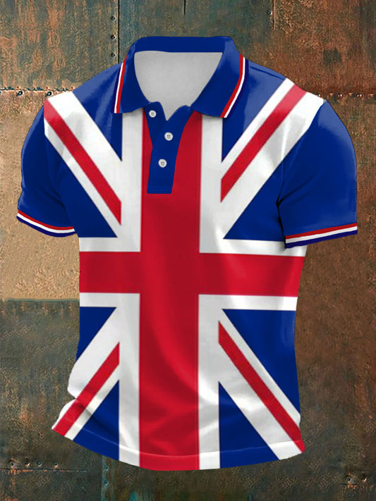 Men’s UK Flag Print Casual Top Blue / S