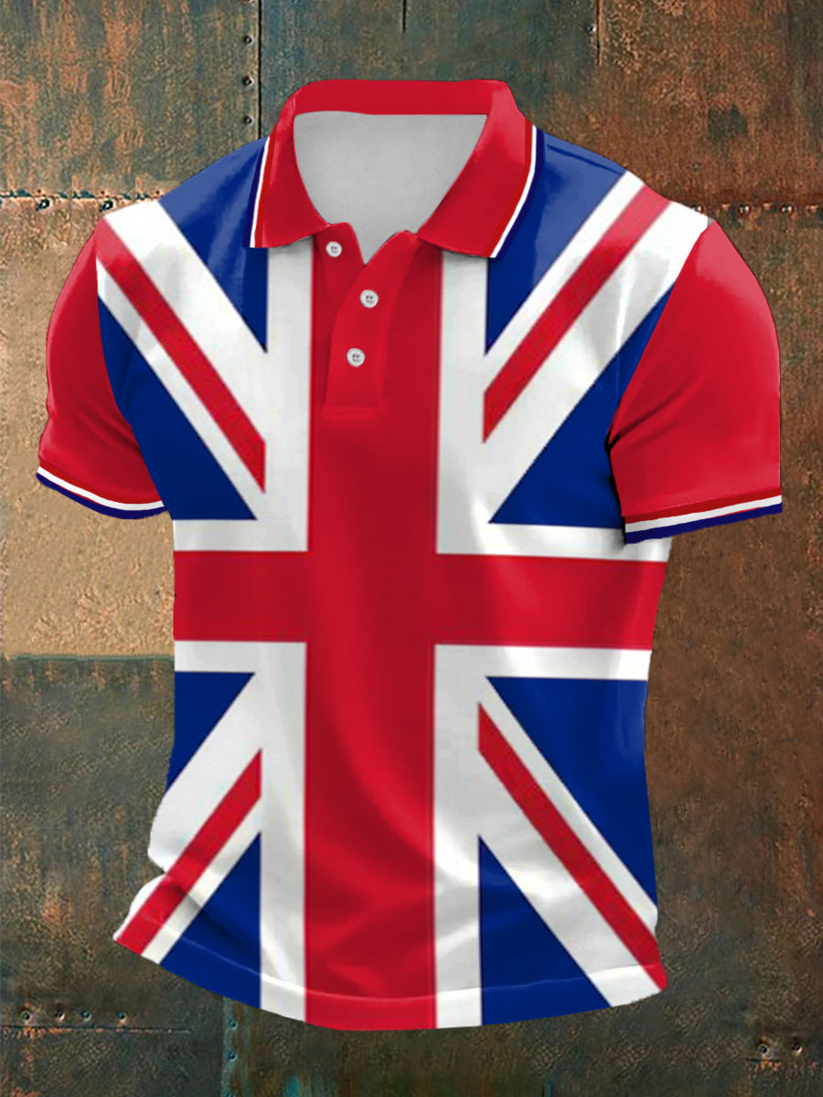 Men’s UK Flag Print Casual Top Red / S
