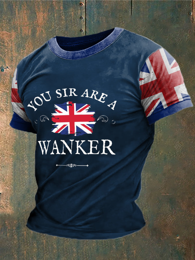 Men’s Funny Wanker W-Anker Printed T-shirt Navy Blue / S