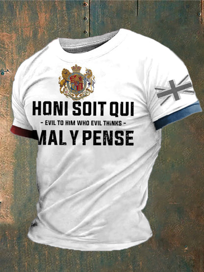 Men’s Honi Soit Qui Mal Y Pense Printed T-shirt White / S