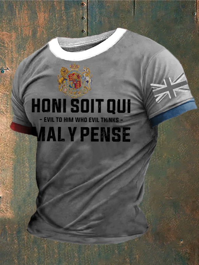 Men’s Honi Soit Qui Mal Y Pense Printed T-shirt Light Gray / S