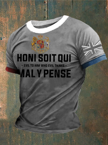 Men’s Honi Soit Qui Mal Y Pense Printed T-shirt Light Gray / S