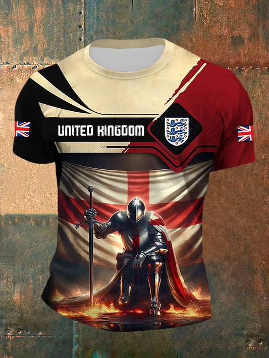 Men’s UK Flag Printed Casual Short Sleeve T-shirt As picture / S