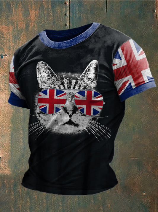 Men’s Funny Cat Printed T-shirt Black / S