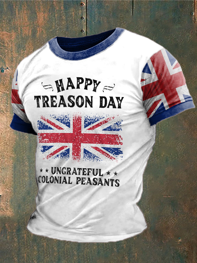 Men’s Funny Happy Treason Day Printed T-shirt White / S