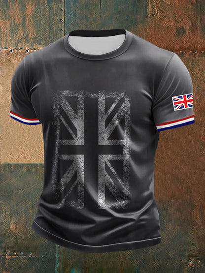 Men’s UK Flag Printed Casual Short Sleeve T-shirt Dark Gray / S