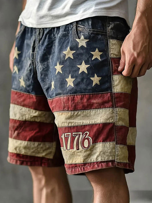 Men’s Independence Day Flag Print Casual Shorts As picture / S
