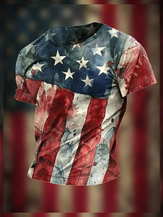 Men’s Independence Day Flag Print T-Shirt As picture / S