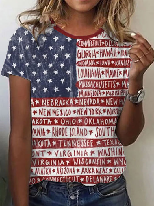 Women’s Independence Day Printed T-Shirt As picture / S