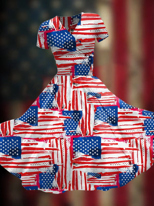 Women’s Independence Day Stars and Stripes Print Dress As picture / S