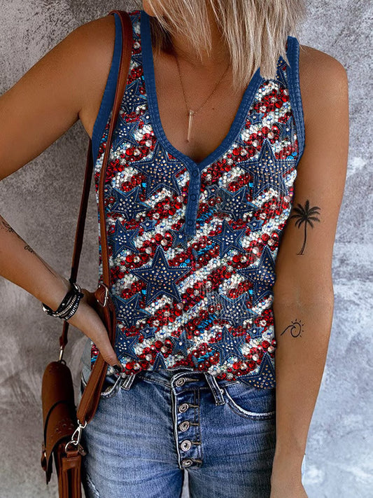 Women’s Independence Day Printed Vest As picture / S