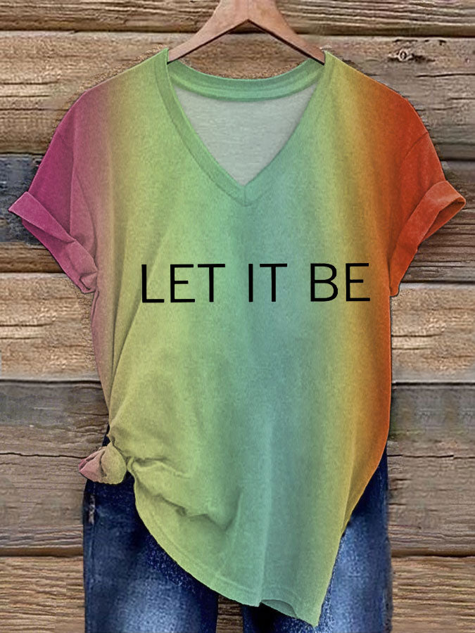 Women’s Retro Music Band Whisper Word of Wisdom Let It Be Printed T-shirt As picture / S