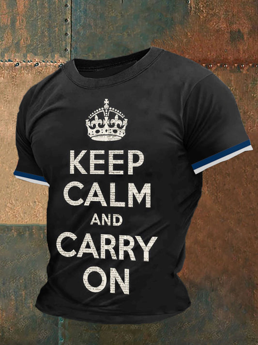 Keep Calm Printed Vintage Fashion Loose Short Sleeve T-Shirt Black / S