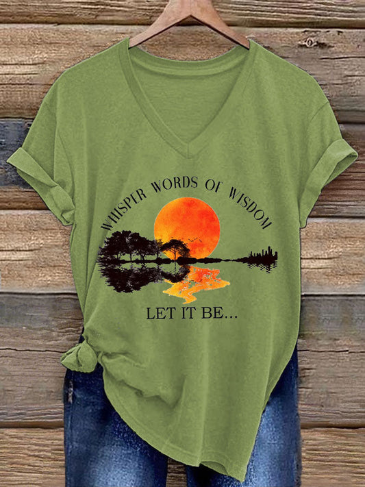 Women’s Retro Music Band Whisper Word of Wisdom Let It Be Printed T-shirt Green / S