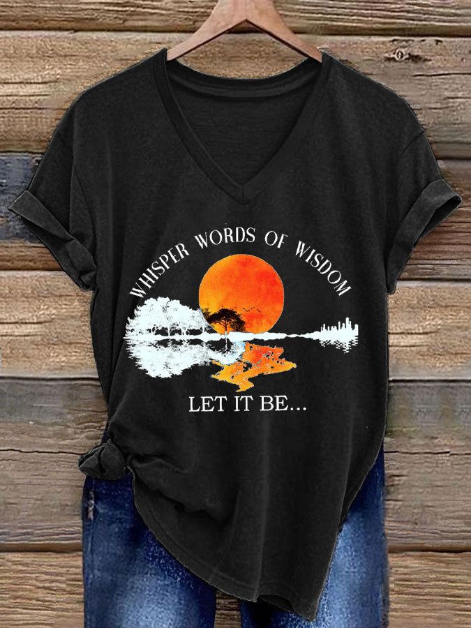 Women’s Retro Music Band Whisper Word of Wisdom Let It Be Printed T-shirt Black / S