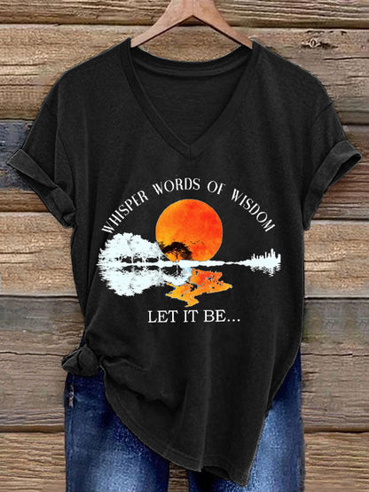 Women’s Retro Music Band Whisper Word of Wisdom Let It Be Printed T-shirt Black / S