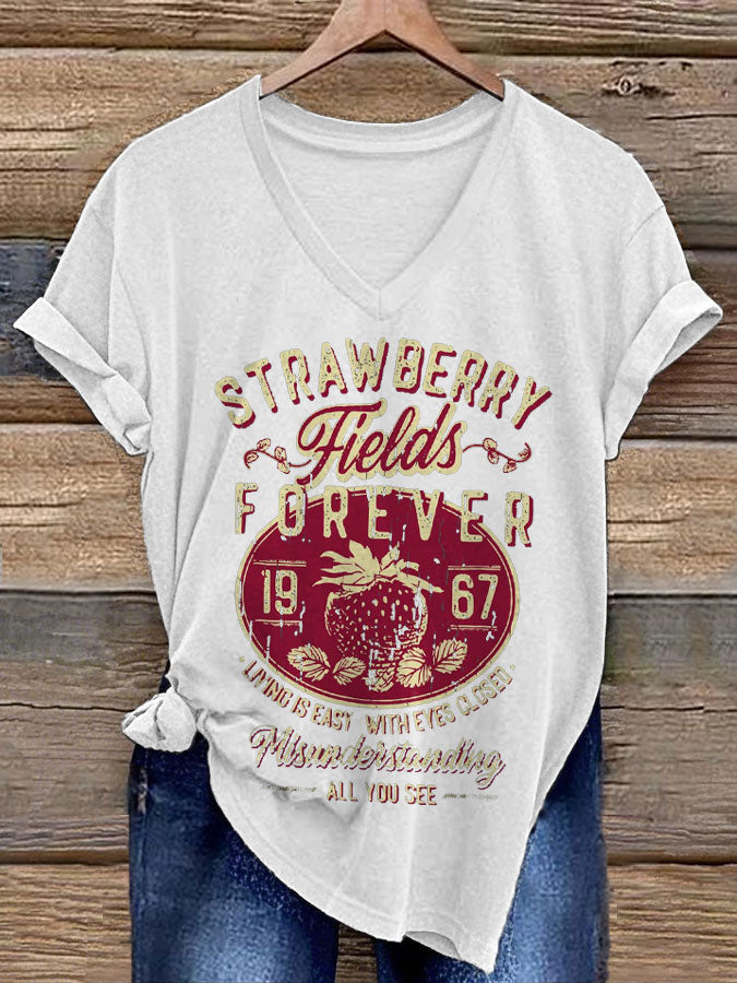 Women’s Retro Music Band Printed T-shirt White / S