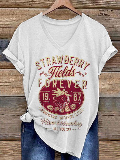 Women’s Retro Music Band Printed T-shirt White / S
