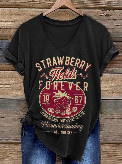 Women’s Retro Music Band Printed T-shirt Black / S