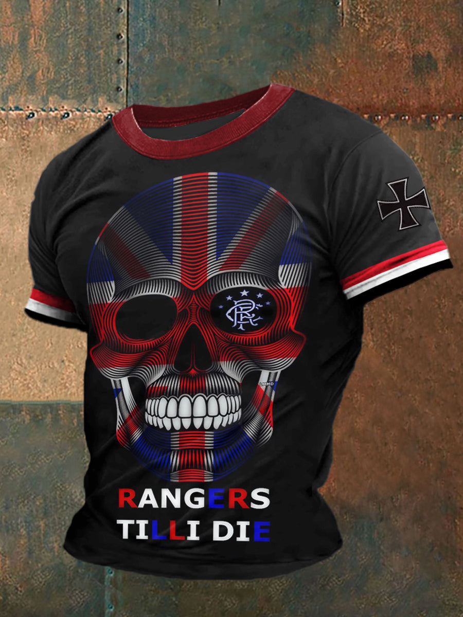 Skull Printed Vintage Fashion Loose Short Sleeve T-Shirt Black / S
