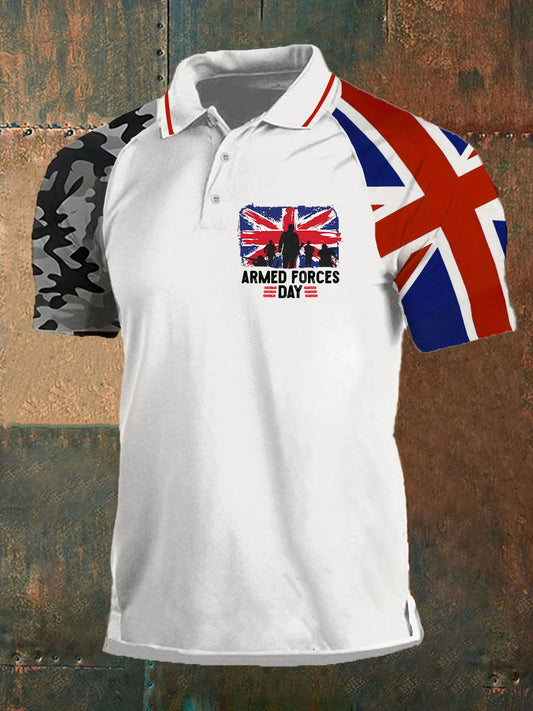 Men’s Armed Forces Day Printed Button T-Shirt White / S