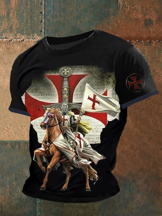 The Crusaders Printed Vintage Fashion Loose Short Sleeve T-Shirt