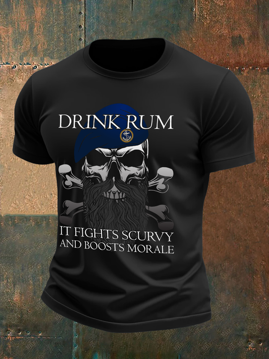 Men's Royal Navy Veteran&Rum Printed T-Shirt