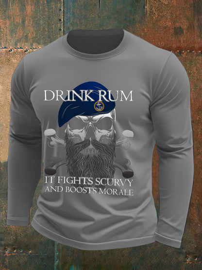 Men's Royal Navy Veteran&Rum Printed T-Shirt