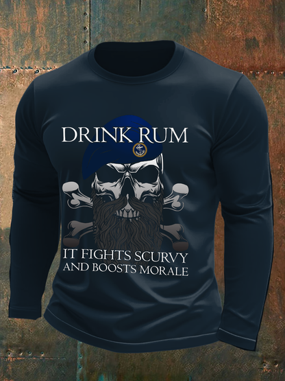 Men's Royal Navy Veteran&Rum Printed T-Shirt